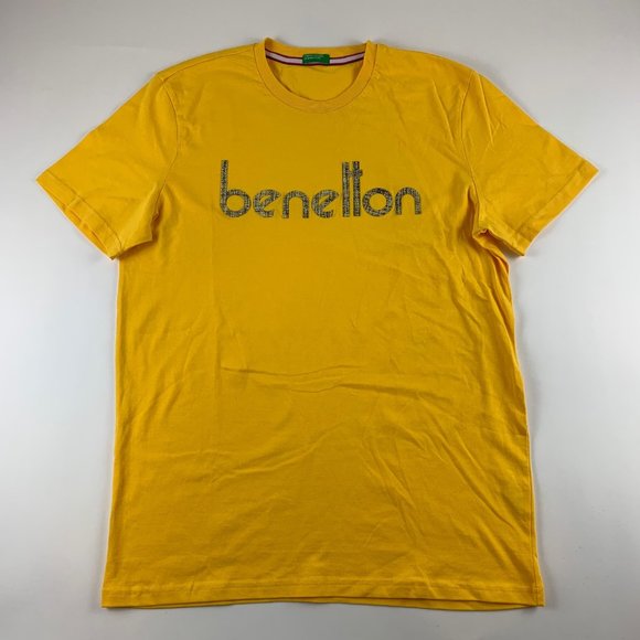 United Colors of Benetton Mens Yellow Crewneck Shirt